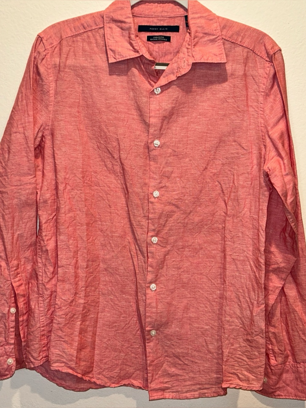 Men's linen Coral Button-Up Shirt